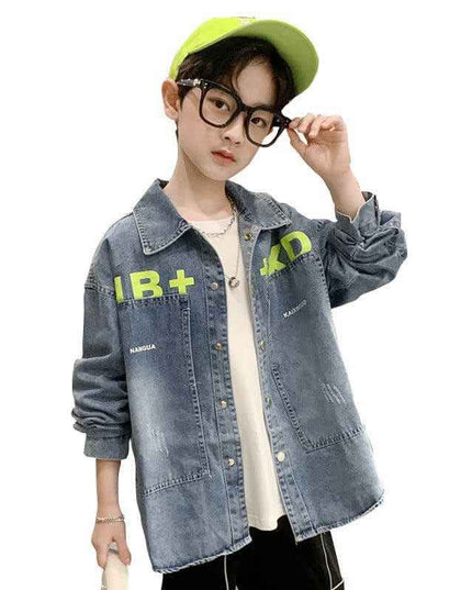 Boys Denim Shirt Jacket Long-sleeved Western Style