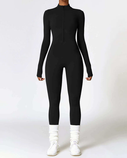 Warm Zipper Long-sleeved  Yoga Fitness Sports  Breathable Bodysuit - Plush Fashion Shop #