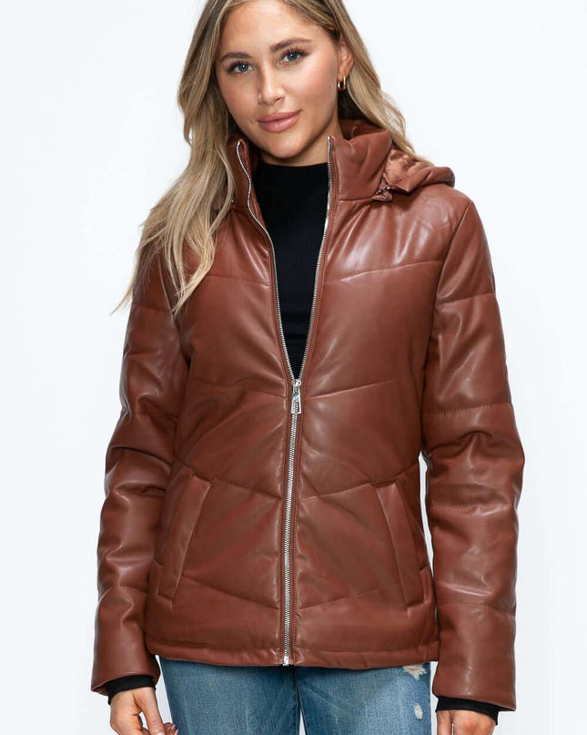 How Dare U Pocketed Zip Up Puffer Jacket with Removable Hood - Plush Fashion Shop #