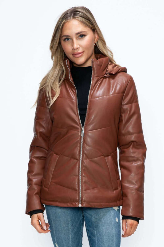 How Dare U Pocketed Zip Up Puffer Jacket with Removable Hood - Plush Fashion Shop #