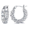 U-shaped earrings with full zircon rhinestones in geometric design, available in gold or white gold.