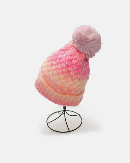 Gradient Knit Hat with Pompom - Plush Fashion Shop #