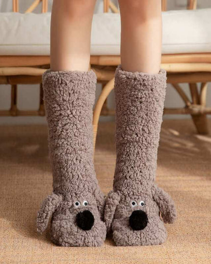 Cute Cartoon Doggy  Winter Warm Non-slip Plush Socks For Women - Plush Fashion Shop #