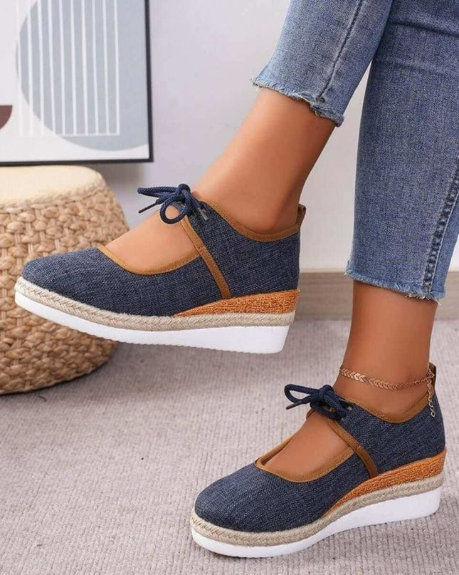 Tied Cutout Wedge Slip-Ons - Plush Fashion Shop #