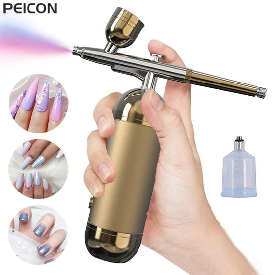 Professional Portable Airbrush Nail Kit with compressor for nail art and crafts.