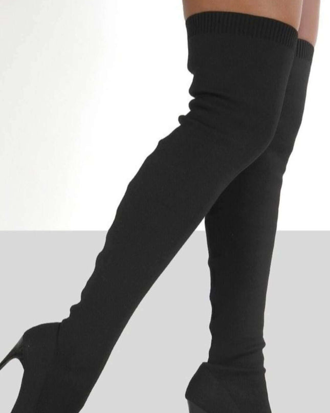 Point Toe Over Knee Stiletto Boots - Plush Fashion Shop #