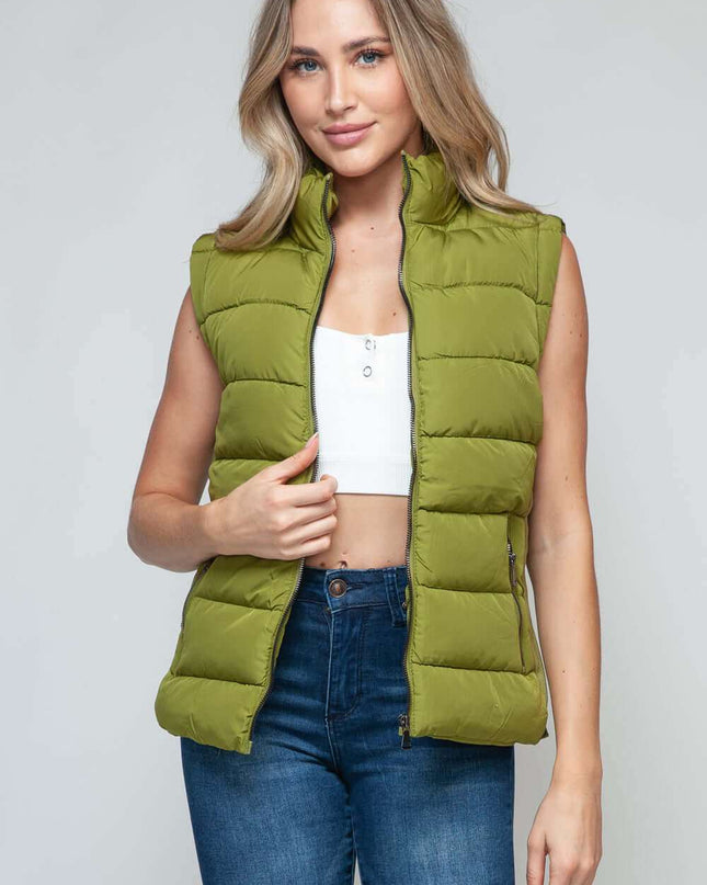 Snobbish Zip Up Turtleneck Vest with Pockets - Plush Fashion Shop #