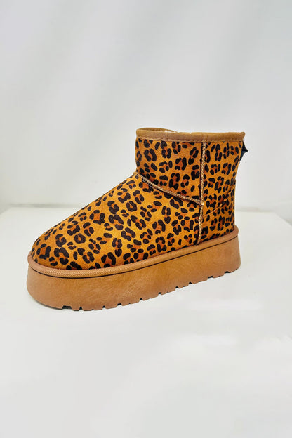 WILD DIVA Thermal Furry Leopard Platform Booties - Plush Fashion Shop #