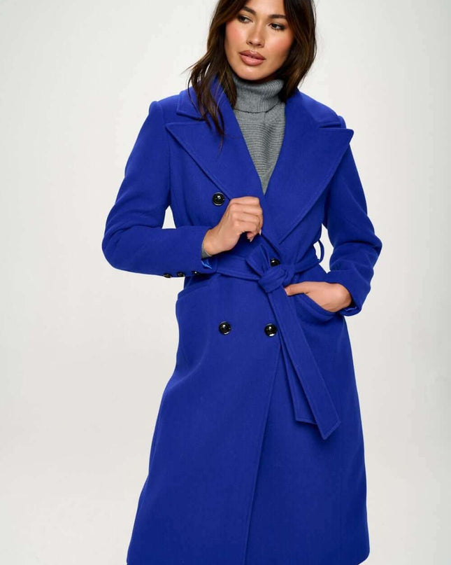 Coalition LA Double-Breasted Longline Coat with Belt - Plush Fashion Shop #