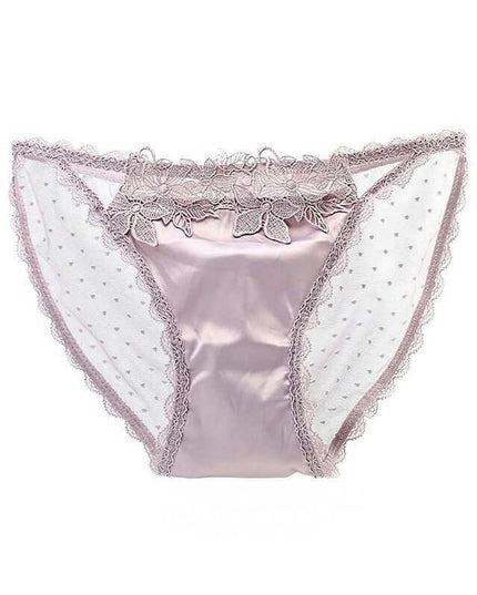 Women's mesh see-through low waist underwear in lace design.