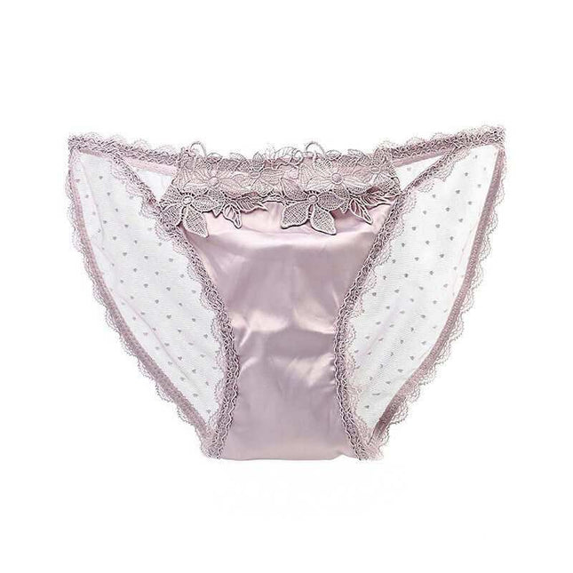 Women's underwear in see-through mesh fabric with low waist design, featuring lace details for a stylish and confident look.