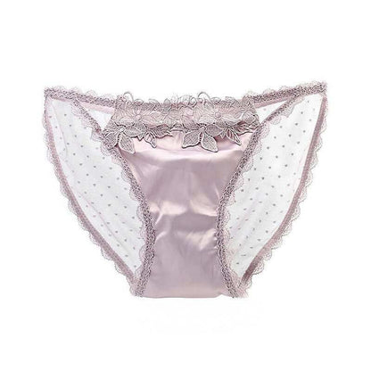 Women's mesh see-through low waist underwear in lace design.