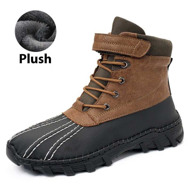 Winter Fleece Lace-up Snow Boots For Men & Women Waterproof And Anti-slip Outdoor Work Boot - Plush Fashion Shop #