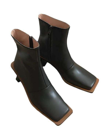 Fashion leather high-heeled Martin  boots