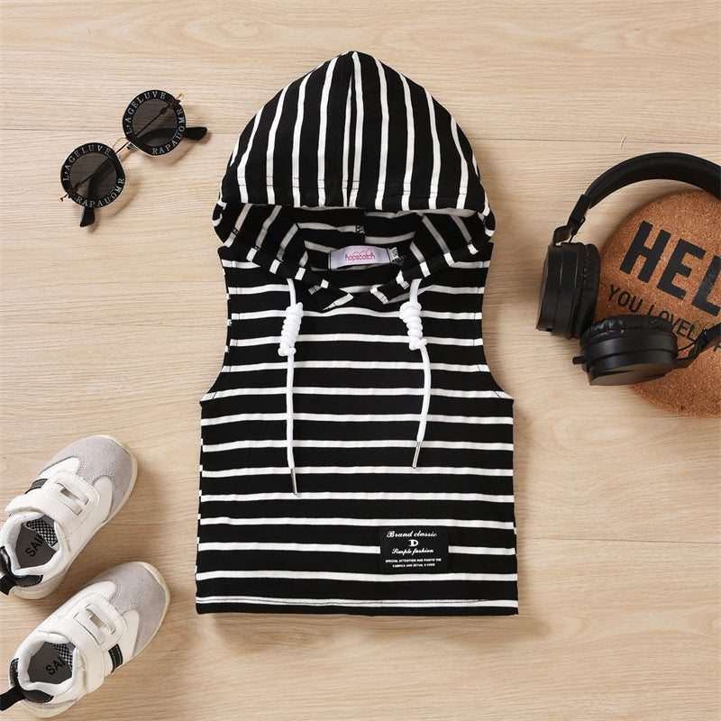 Boys' Hooded Striped Tank Top Pants Set