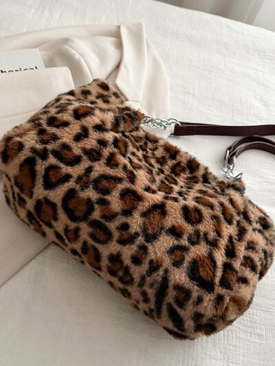 Ladies fluffy Leopard print Shoulder Bag