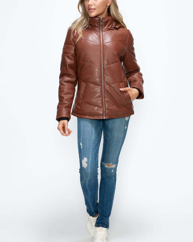 How Dare U Pocketed Zip Up Puffer Jacket with Removable Hood - Plush Fashion Shop #