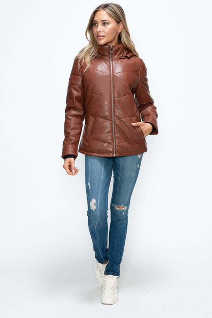 How Dare U Pocketed Zip Up Puffer Jacket with Removable Hood - Plush Fashion Shop #