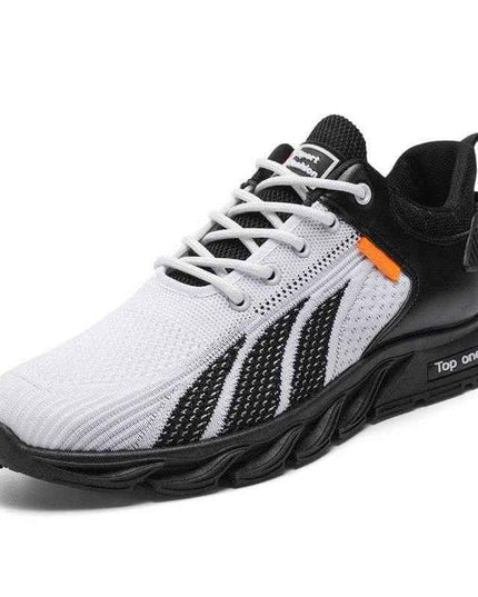 Men's Mesh Shoes, color-block design, lace-up athletic sneakers.