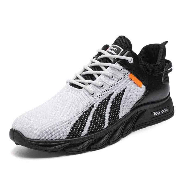 Men's Mesh Shoes, color-block design, lace-up athletic sneakers.