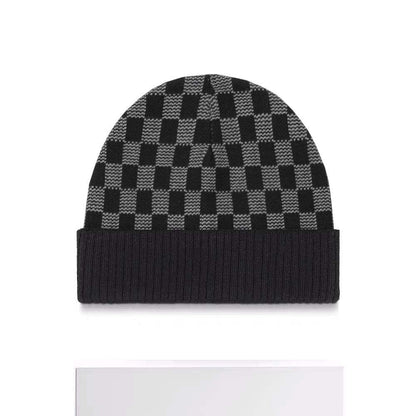 Chessboard Plaid Knitted Hat For Women - Plush Fashion Shop #