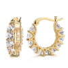 Fashion U-shaped earrings with full zircon rhinestones in gold, geometric design.