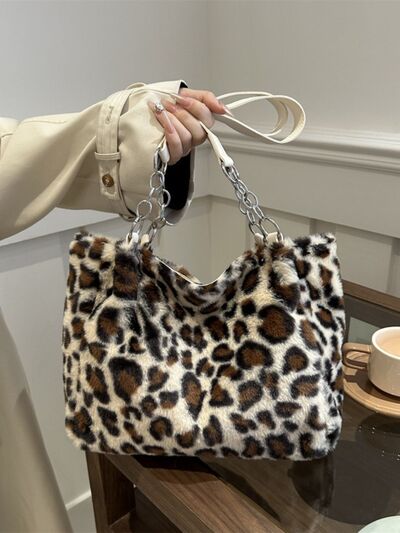 Ladies fluffy Leopard print Shoulder Bag