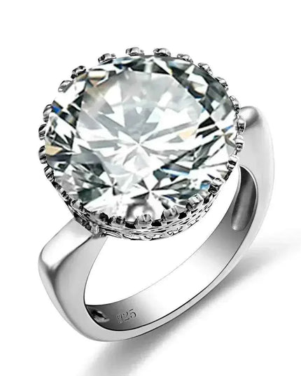 925 sterling silver ring with 15ct round created aquamarine for women.