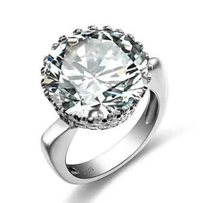 925 sterling silver ring with 15ct round created aquamarine for women.