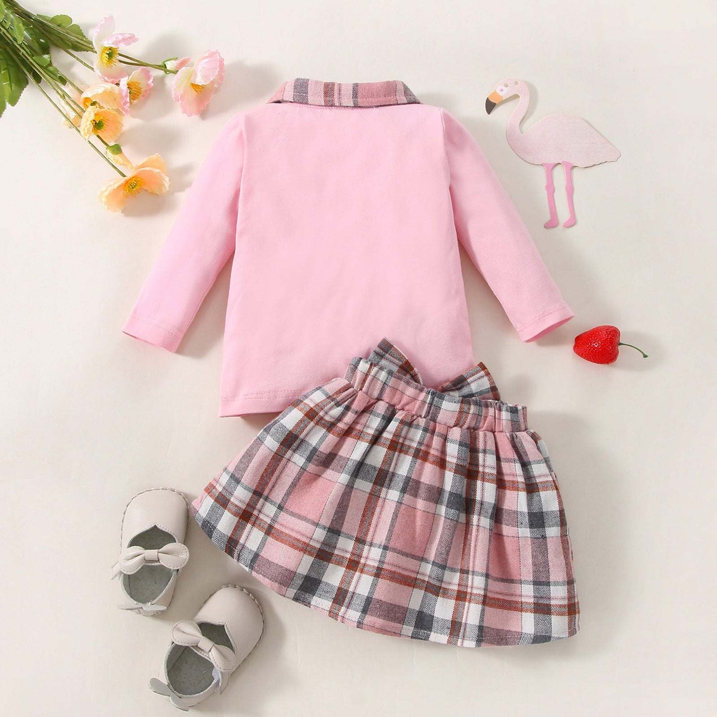 New Children's Long-sleeved Shirt Plaid Skirt SuitTransform your little one's wardrobe with our Ins New Children's Clothing Long-sleeved Shirt Plaid Skirt Suit! Featuring a stylish plaid pattern, this suit exudes a 0Plush Fashions ShopPlush Fashion Shop