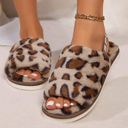 Leopard Open Toe Slippers - Plush Fashion Shop #