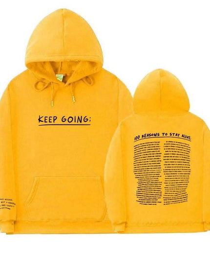 Printing Sweatshirt - Letter Printing Long-sleeved Drawstring Hooded Sweatshirt With PocketsWomens - Plush Fashion Shop #