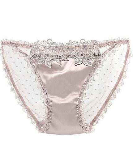 Women's mesh see-through low waist underwear in lace design.