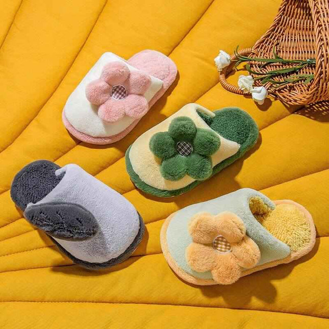 Parent-child Cute Cartoon Indoor Non-slip Soft-soled Cotton Slippers - Plush Fashion Shop #