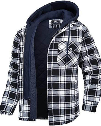 Men's Thick Padded Long Sleeves Loose Plaid - Plush Fashion Shop #