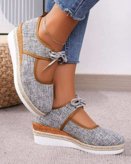 Tied Cutout Wedge Slip-Ons - Plush Fashion Shop #