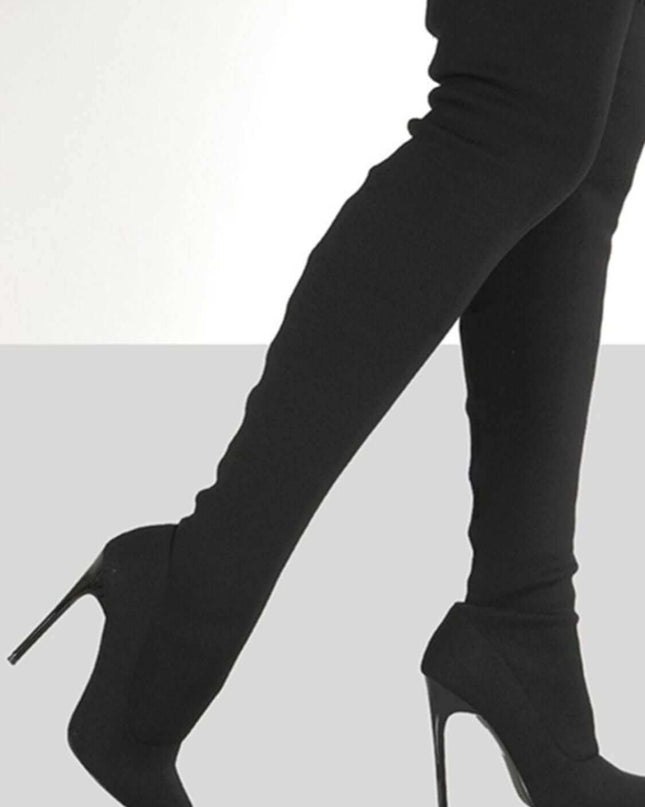 Point Toe Over Knee Stiletto Boots - Plush Fashion Shop #