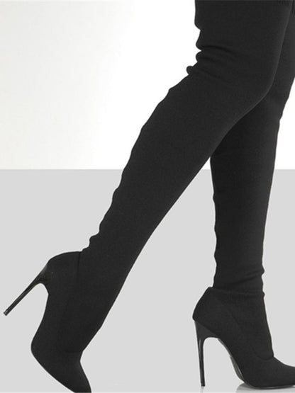 Point Toe Over Knee Stiletto Boots - Plush Fashion Shop #