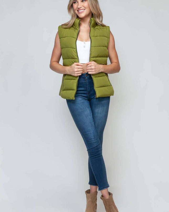 Snobbish Zip Up Turtleneck Vest with Pockets - Plush Fashion Shop #