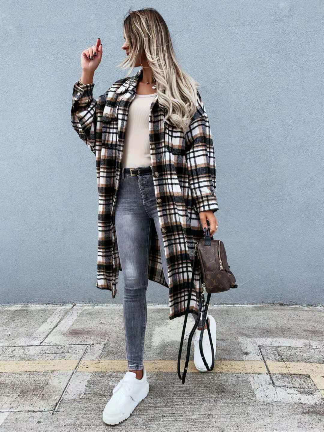 New Style Lengthened Plaid Shirt Women's Clothing - Plush Fashion Shop #