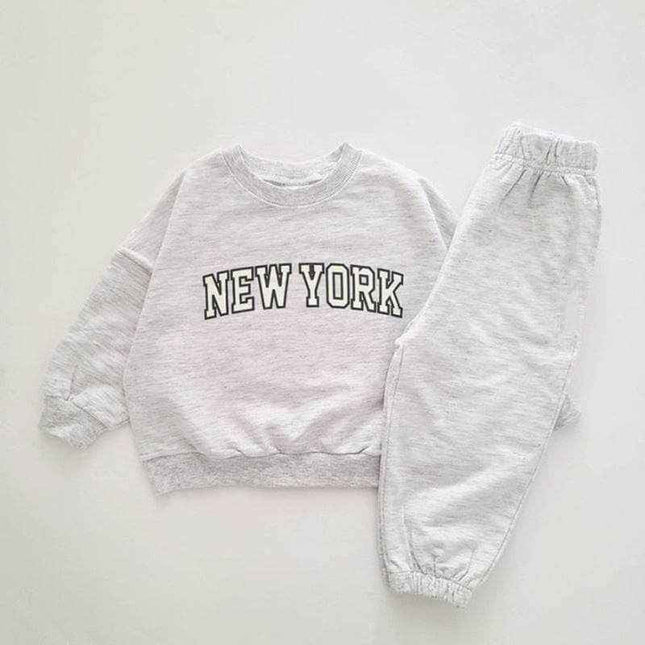 Boys And Girls Sweatshirt Set Trendy Letter Print - Plush Fashion Shop #