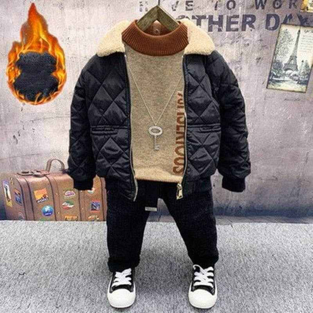 Boys Fleece & Cotton Sweater Jeans Suit - Plush Fashion Shop #