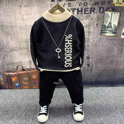 Boys Fleece & Cotton Sweater Jeans Suit