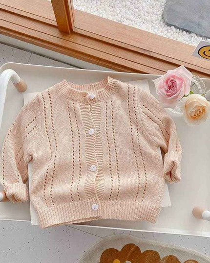 Candy Kids Baby Girls Full Sleeve Solid Knitted Sweaters