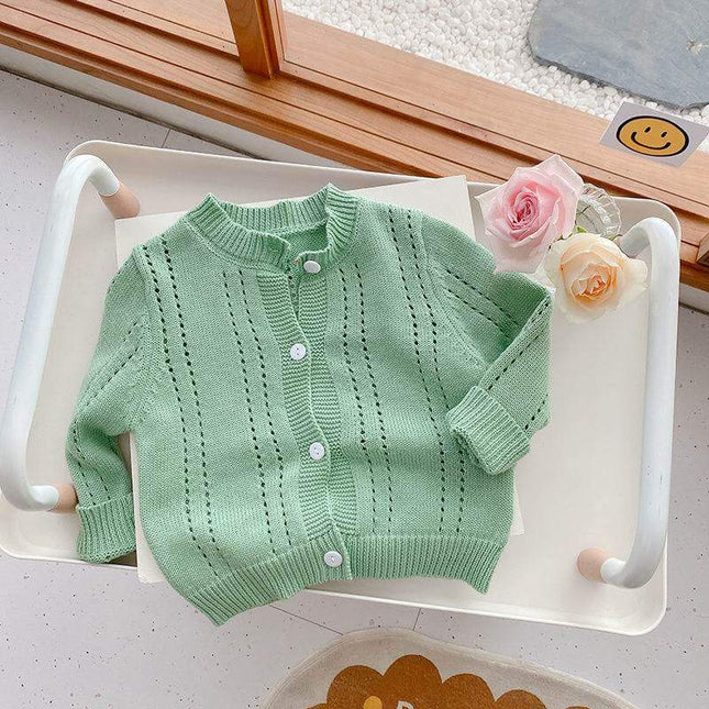 Candy Kids Baby Girls Full Sleeve Solid Knitted Sweaters