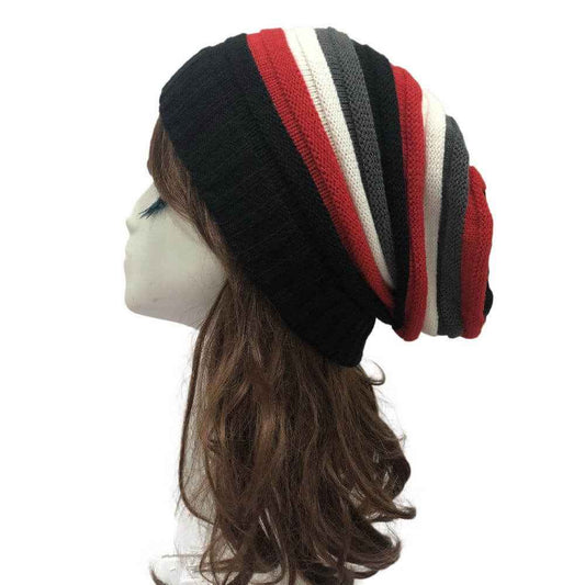 Colorful striped wool hat with trendy European and American style, perfect for outdoor warmth and fashion.