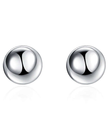 Creative bead stud earrings in silver-plated copper with retro geometric design.