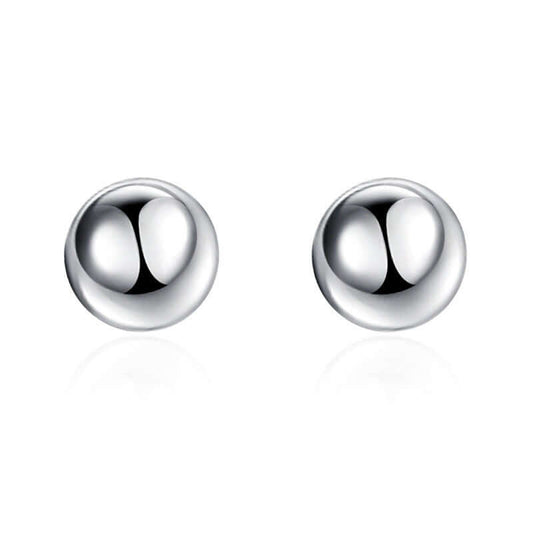 Creative bead stud earrings in silver-plated copper with retro geometric design.