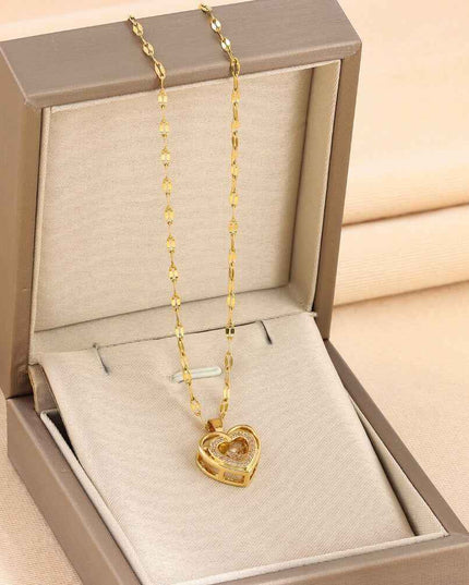 Double-layer Gold Chain Necklace with Heart Pendant in Box