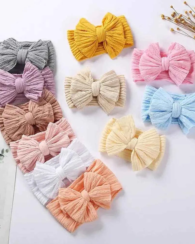 Newborn Solid Cable Baby Bow Headband for Child - Plush Fashion Shop #